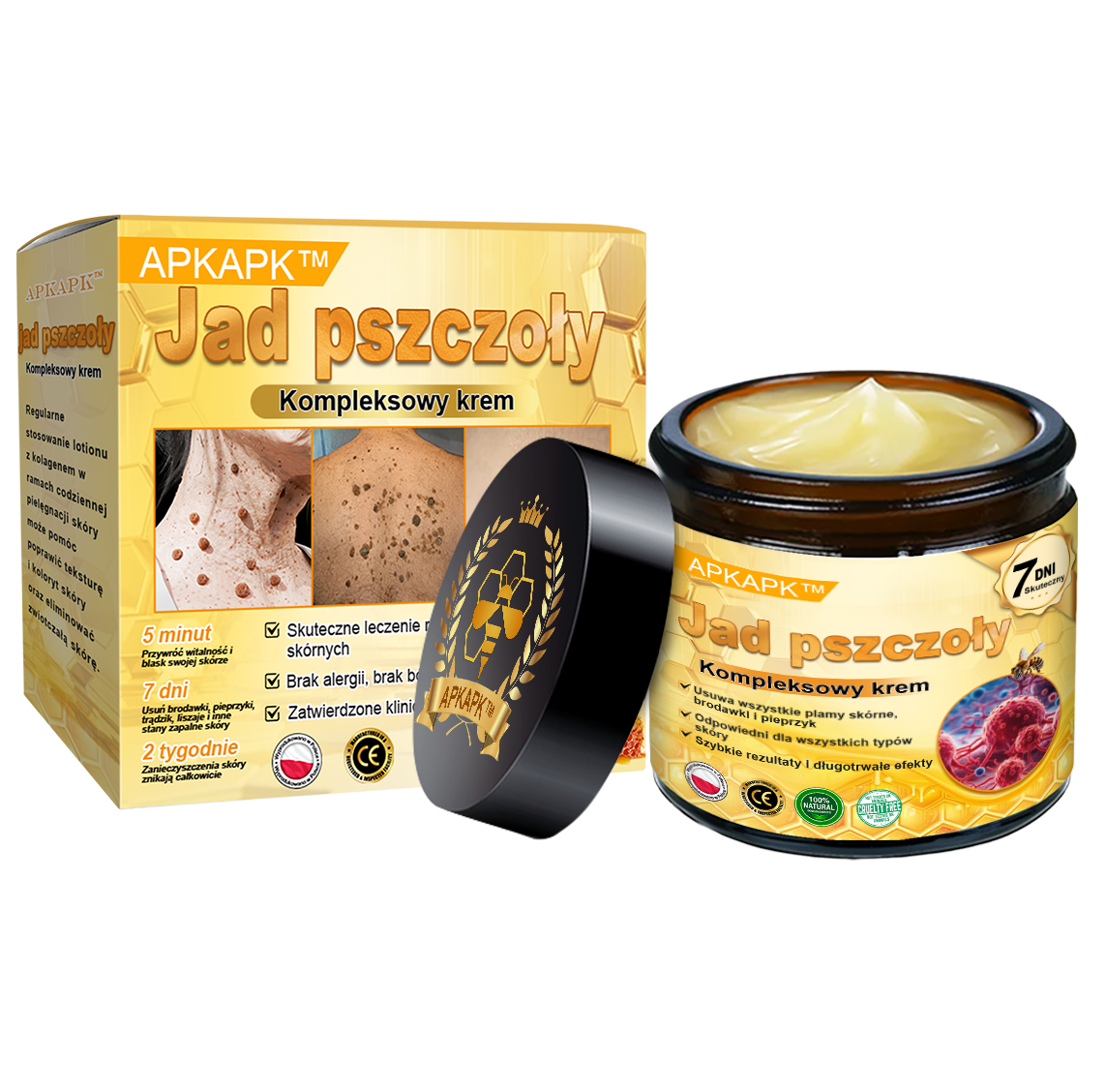 ΑPΚΑPK™Jad Pszczoły Kompleksowy Krem🧑‍⚕️🧑‍⚕️ 🥇pomaga w leczeniu problemów skórnych, takich jak: zmarszczki, blizny, plamy pigmentacyjne, rozstępy, trądzik, łuszczyca, egzema, zmiany skórne, podrażnienia, stany zapalne i inne problemy skórne🔥