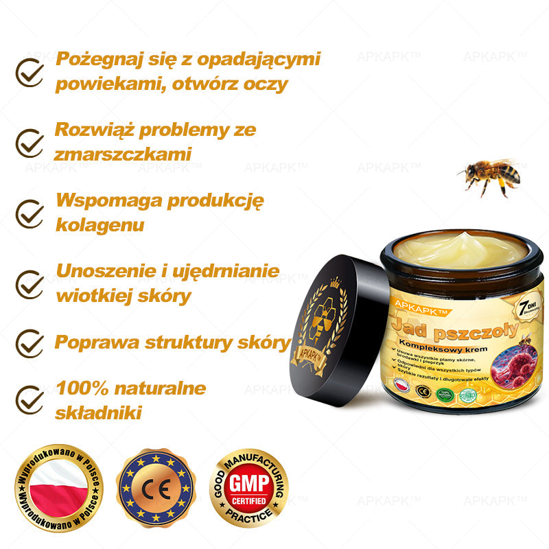 ΑPΚΑPK™Jad Pszczoły Kompleksowy Krem🧑‍⚕️🧑‍⚕️ 🥇pomaga w leczeniu problemów skórnych, takich jak: zmarszczki, blizny, plamy pigmentacyjne, rozstępy, trądzik, łuszczyca, egzema, zmiany skórne, podrażnienia, stany zapalne i inne problemy skórne🔥