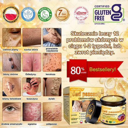 ΑPΚΑPK™Jad Pszczoły Kompleksowy Krem🧑‍⚕️🧑‍⚕️ 🥇pomaga w leczeniu problemów skórnych, takich jak: zmarszczki, blizny, plamy pigmentacyjne, rozstępy, trądzik, łuszczyca, egzema, zmiany skórne, podrażnienia, stany zapalne i inne problemy skórne🔥